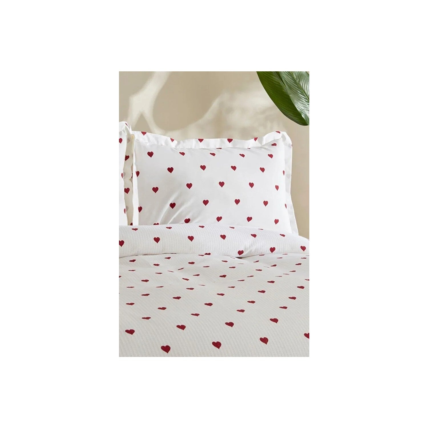 Karaca Home Amour Heart Pattern 100% Cotton Double Bed Quilted Bedding Set Red - MALLTURK