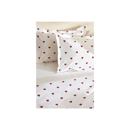 Karaca Home Amour Heart Pattern 100% Cotton Double Bed Quilted Bedding Set Red - MALLTURK