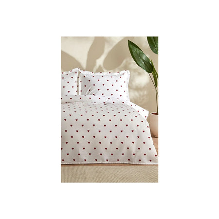 Karaca Home Amour Heart Pattern 100% Cotton Double Bed Quilted Bedding Set Red - MALLTURK