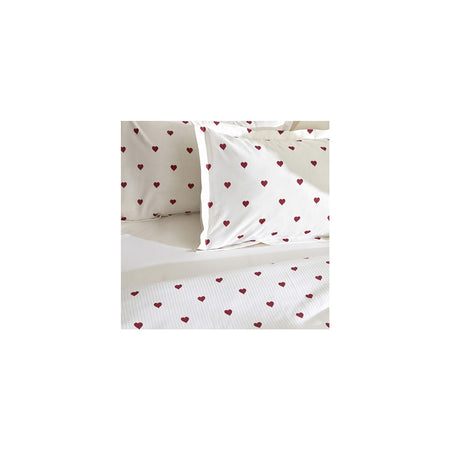Karaca Home Amour Heart Pattern 100% Cotton Double Bed Quilted Bedding Set Red - MALLTURK