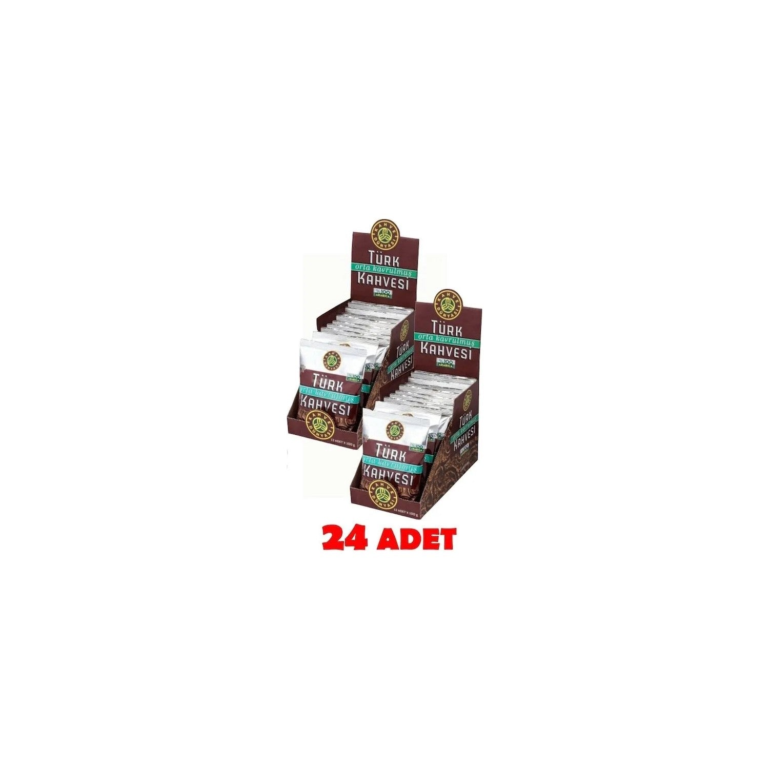Coffee World Medium Roast Turkish Coffee 100 gr 24-Pack Traditional Flavor and intense Aroma - MALLTURK