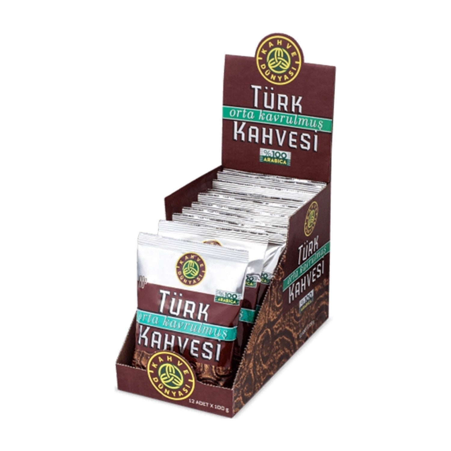 Coffee World Medium Roast Turkish Coffee 100 gr (12 pack) Arabica Origin, intense Aroma - MALLTURK