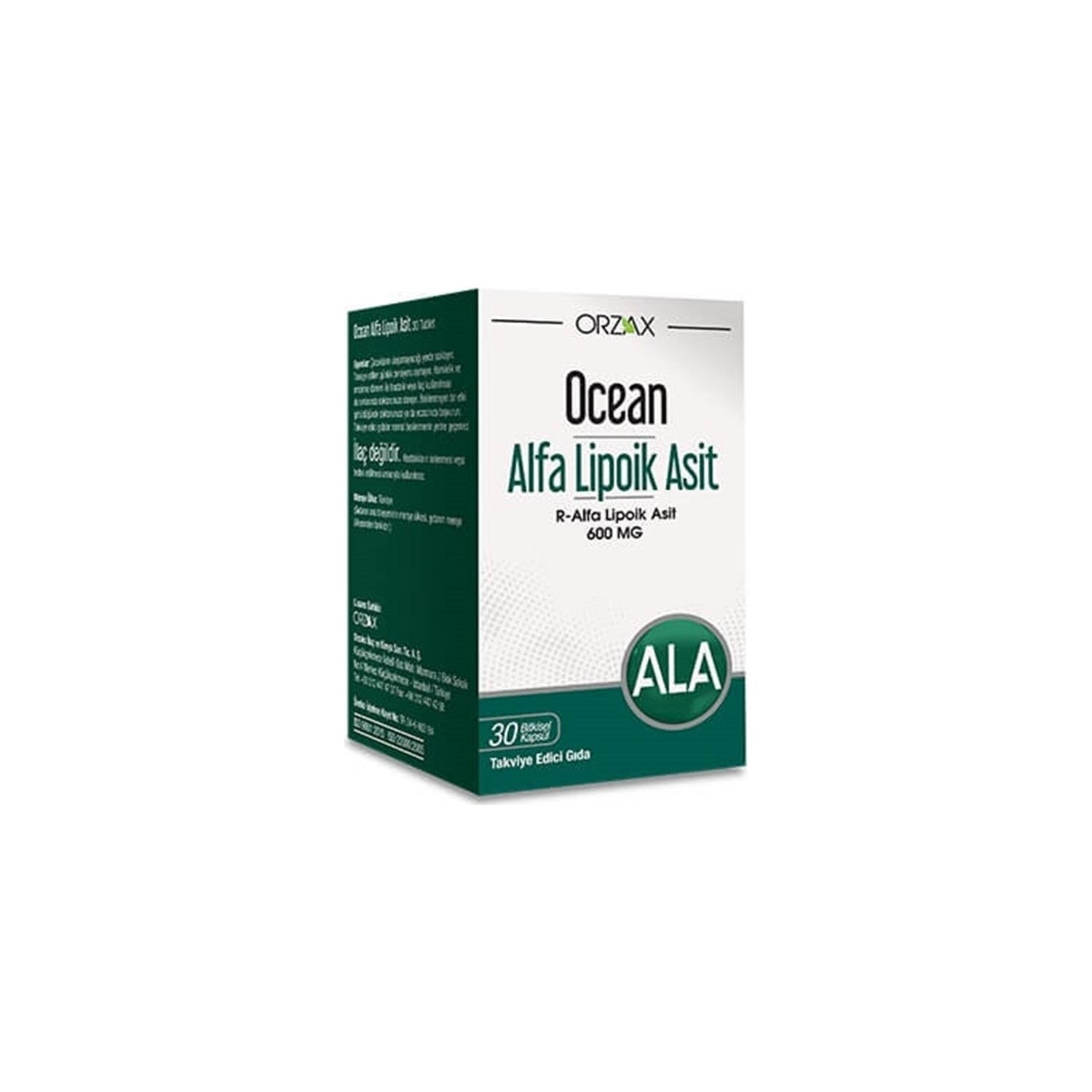 Orzax Ocean Alfa Lipoik Asit 600 Mg 30 Capsule Turkey Origin For Adults Supplement - MALLTURK