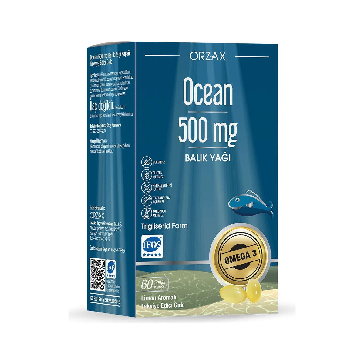 Orzax Ocean 500 mg Fish Oil 60 Capsule - MALLTURK