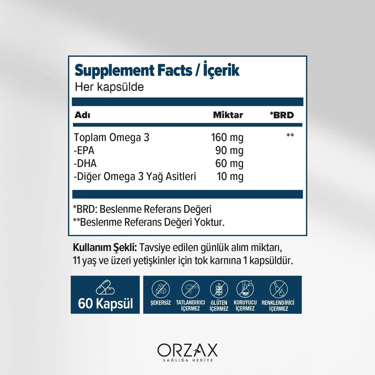 Orzax Ocean 500 mg Fish Oil 60 Capsule - MALLTURK