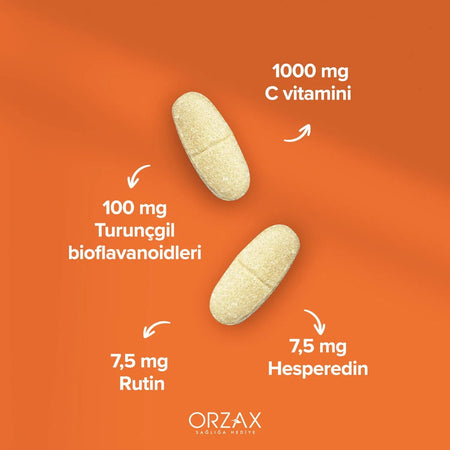 Orzax Ocean Vitamin C 1000 mg Bioflavonoidler 30 Tablet - MALLTURK