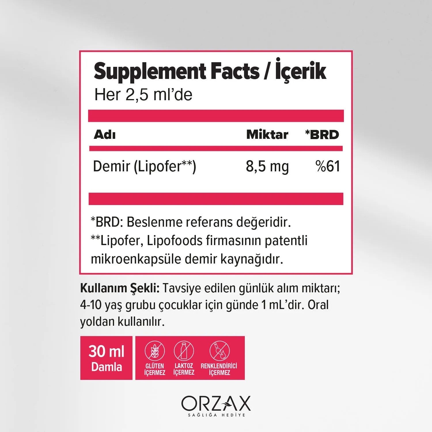 Orzax Ocean Microfer Yeni Nesil Iron Support Drops 30 Ml - MALLTURK