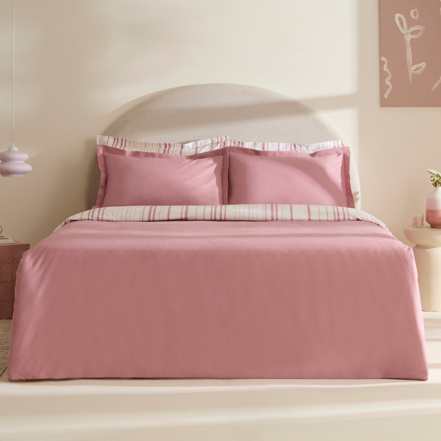 Karaca Home Cool Stripe Double Duvet Cover Set Gul Kurusu - MALLTURK
