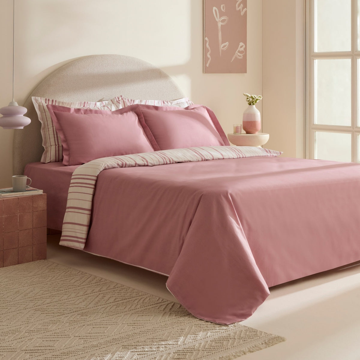 Karaca Home Cool Stripe Double Duvet Cover Set Gul Kurusu - MALLTURK