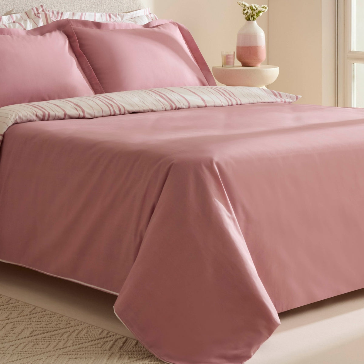 Karaca Home Cool Stripe Double Duvet Cover Set Gul Kurusu - MALLTURK