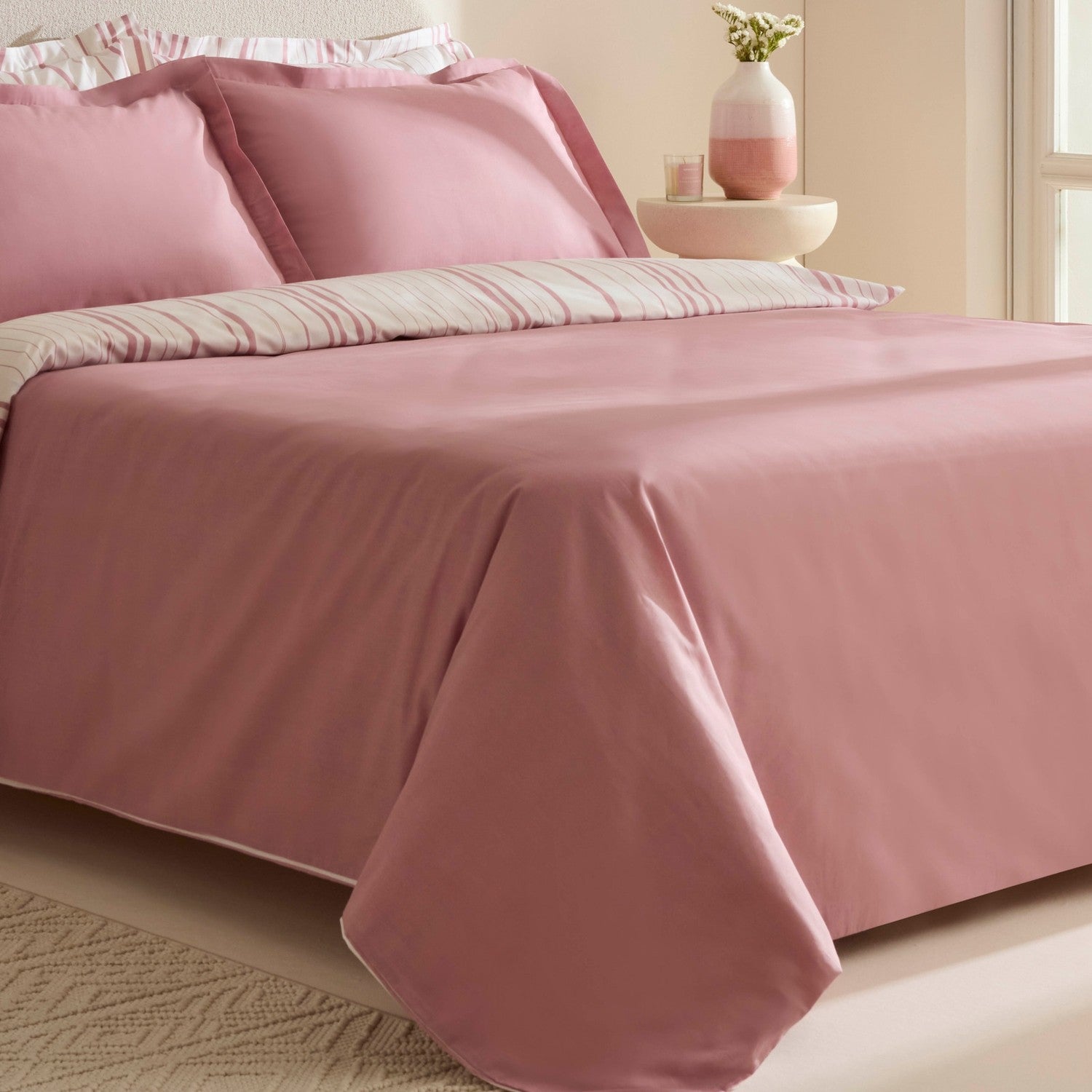 Karaca Home Cool Stripe Double Duvet Cover Set Gul Kurusu - MALLTURK