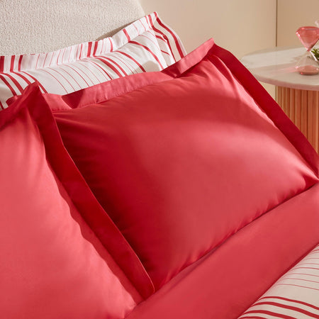 Karaca Home Cool Stripe Double Duvet Cover Set Red - MALLTURK