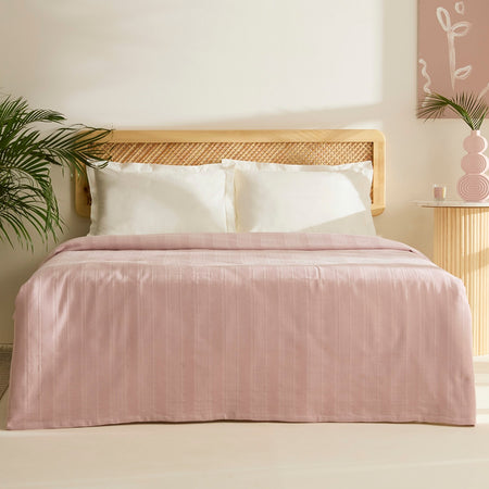 Karaca Home Verona 100% Cotton Double Piqué Blanket, Powder Pink - MALLTURK