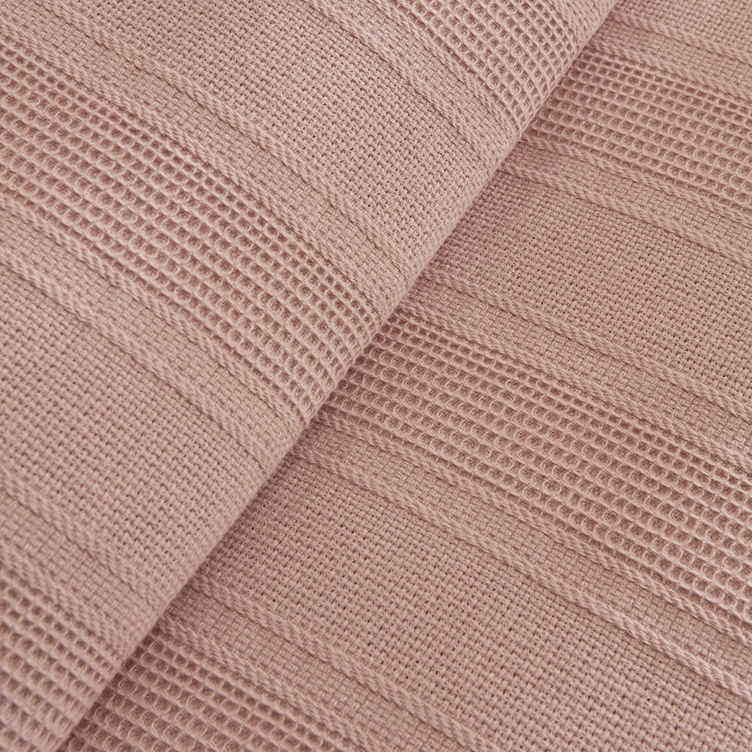 Karaca Home Verona 100% Cotton Double Piqué Blanket, Powder Pink - MALLTURK