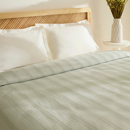 Karaca Home Verona 100% Cotton Double Piqué Bedspread, Sage - MALLTURK