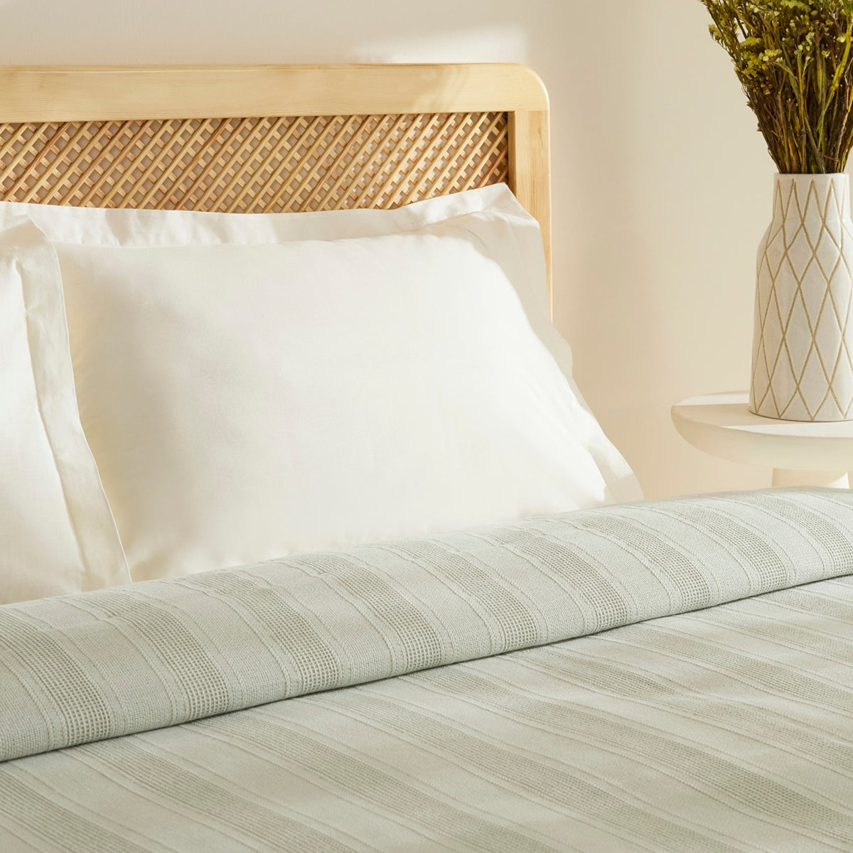 Karaca Home Verona 100% Cotton Double Piqué Bedspread, Sage - MALLTURK