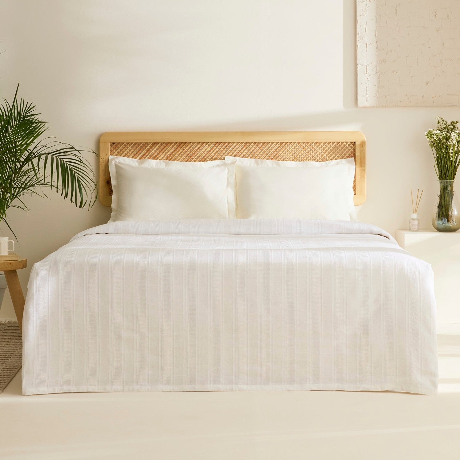 Karaca Home Verona 100% Cotton Double Bedspread White - MALLTURK