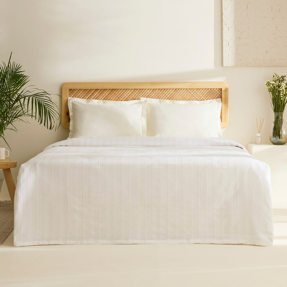 Karaca Home Verona 100% Cotton Double Bedspread White - MALLTURK