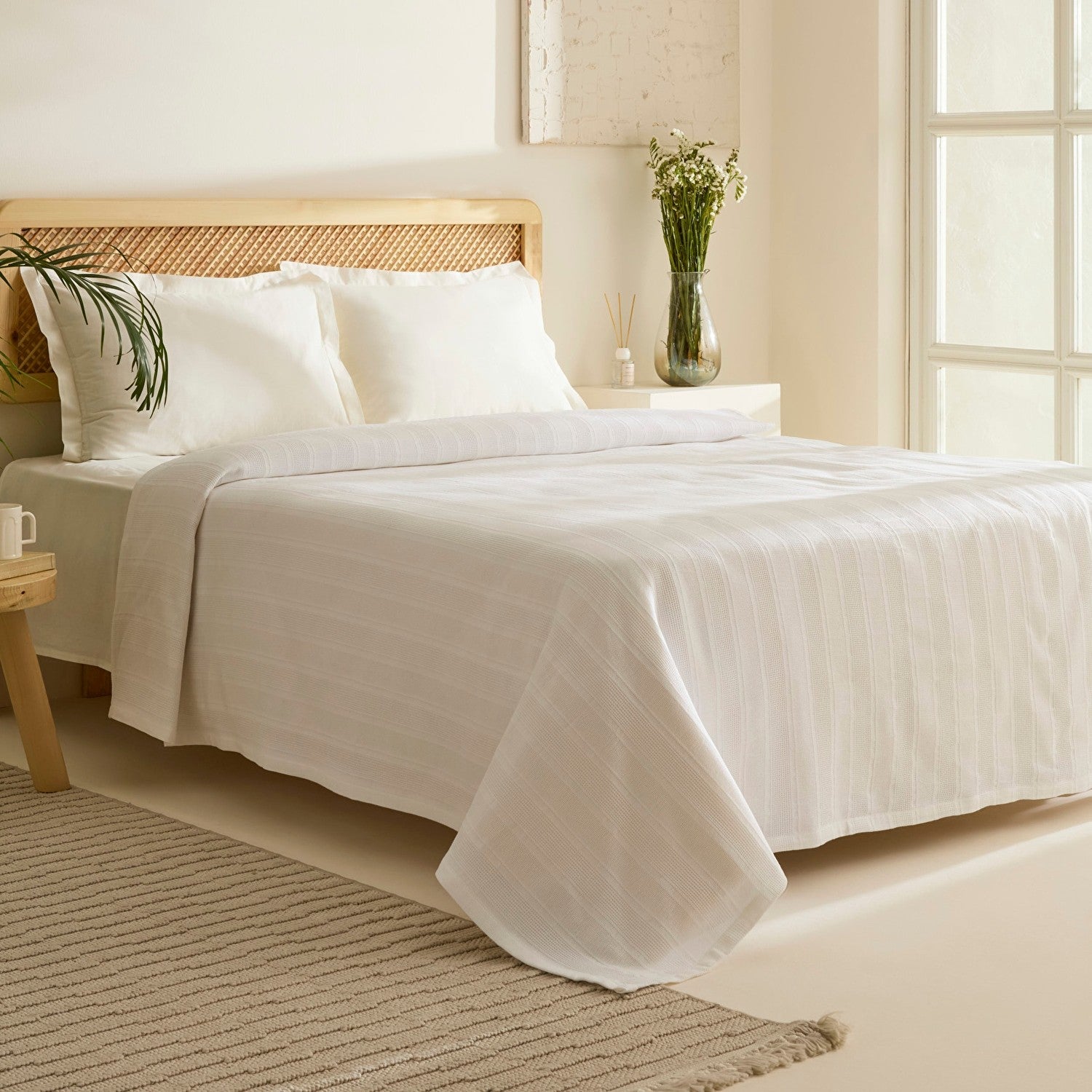 Karaca Home Verona 100% Cotton Double Bedspread White - MALLTURK