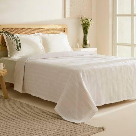 Karaca Home Verona 100% Cotton Double Bedspread White - MALLTURK