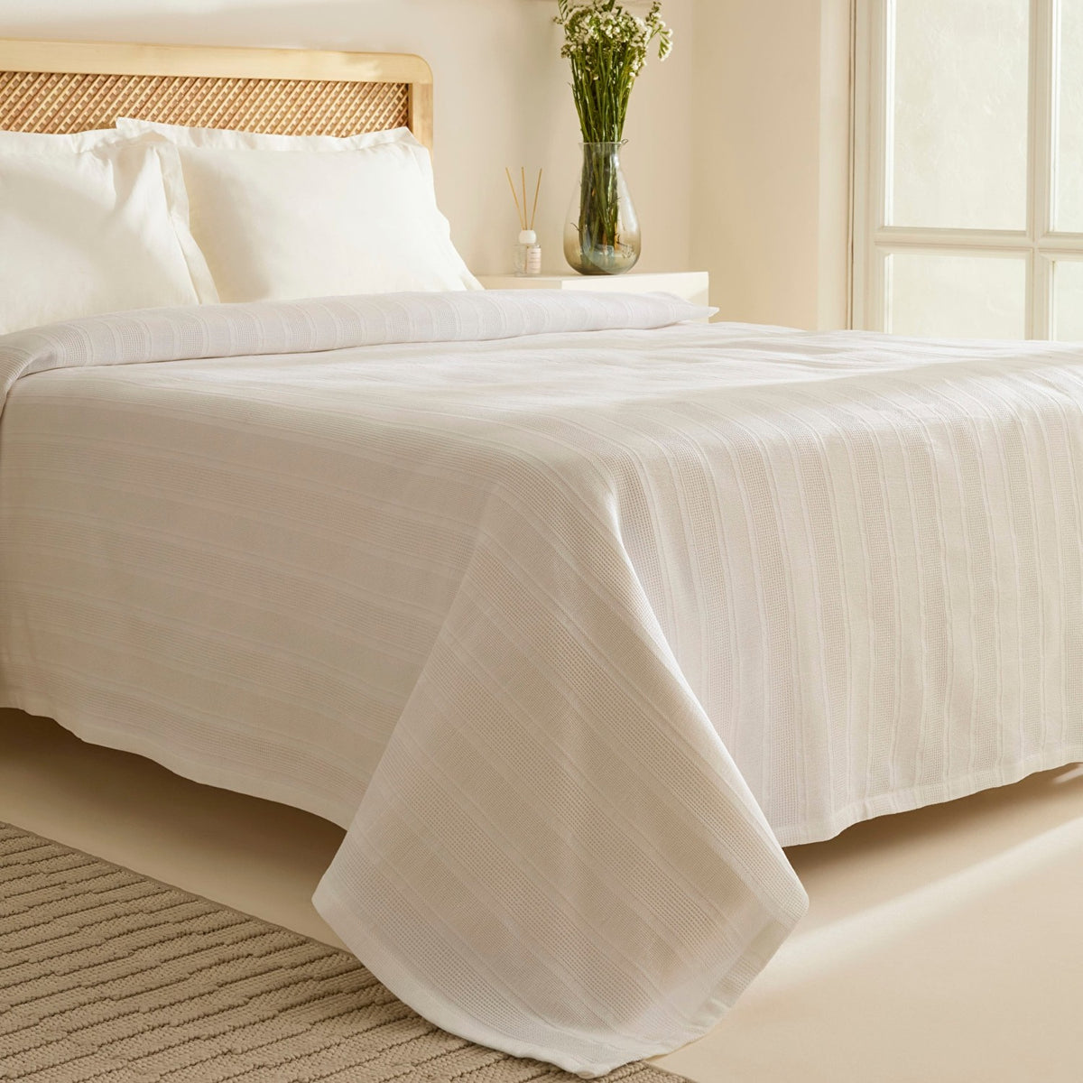 Karaca Home Verona 100% Cotton Double Bedspread White - MALLTURK