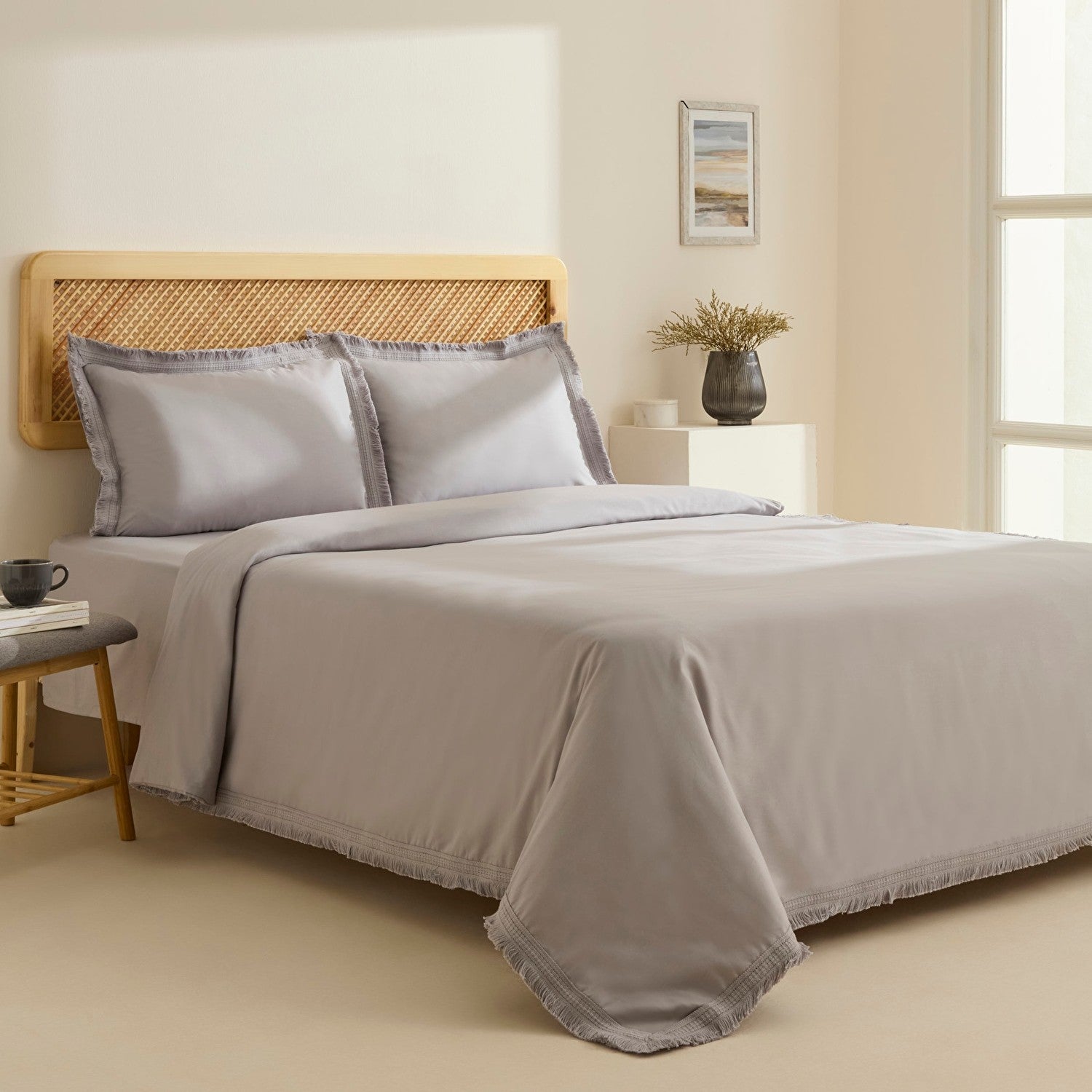 Karaca Home Helios %100 Cotton Double Duvet Cover Set Gray - MALLTURK