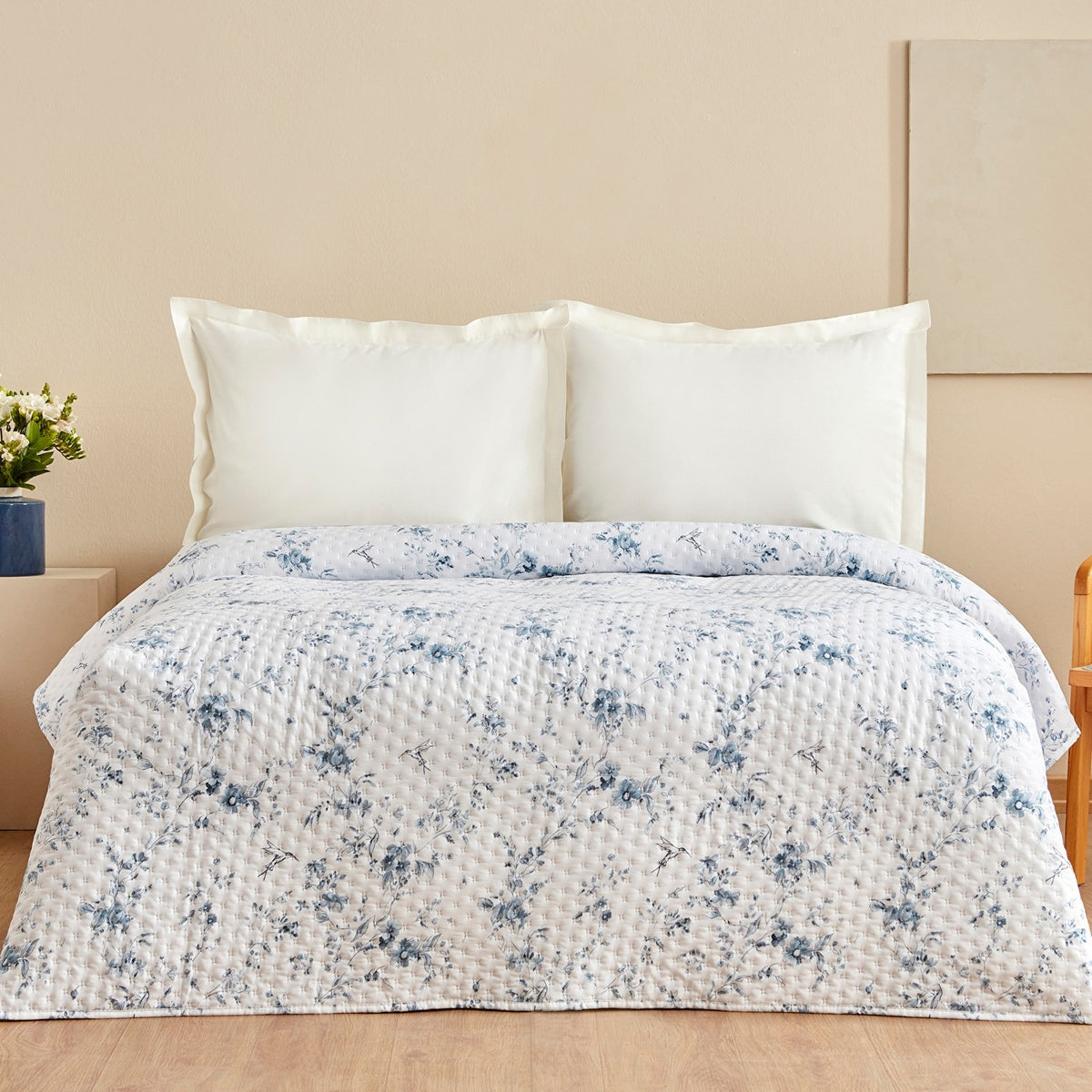KaracaHome Marisa Double Bedspread in Blue, Stylish Design with 100% Polyester Material. - MALLTURK