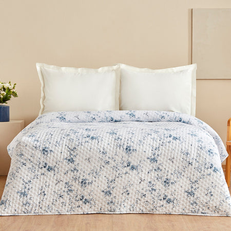 KaracaHome Marisa Double Bedspread in Blue, Stylish Design with 100% Polyester Material. - MALLTURK