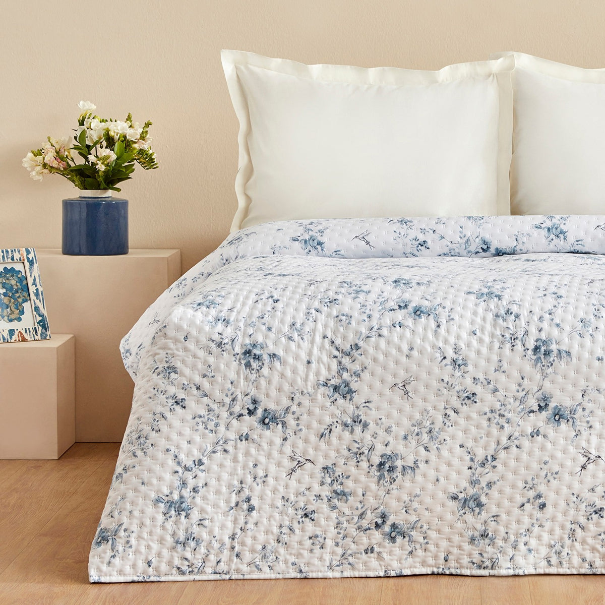 KaracaHome Marisa Double Bedspread in Blue, Stylish Design with 100% Polyester Material. - MALLTURK