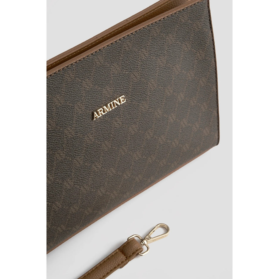 Armine-handtas voor dames met stippenmotief, bruin