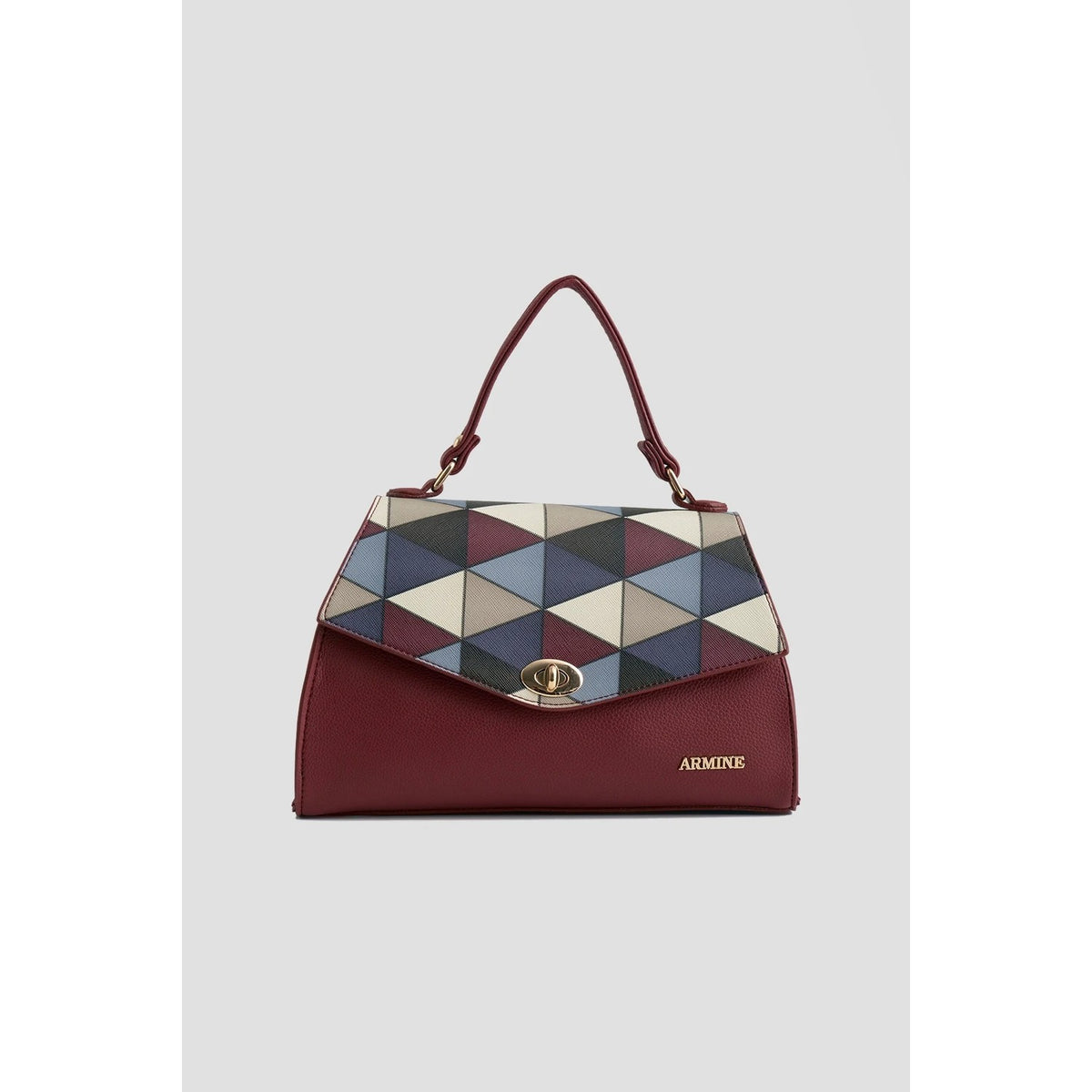 Armine Plaid Bag Burgundy Stylish - MALLTURK