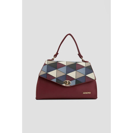 Armine Plaid Bag Burgundy Stylish - MALLTURK