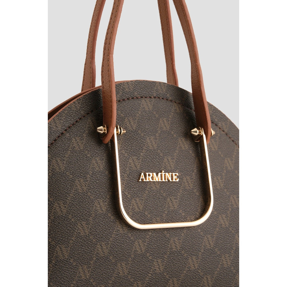 Armine Polka Dot Bag Brown Stylish Women's Bag - MALLTURK