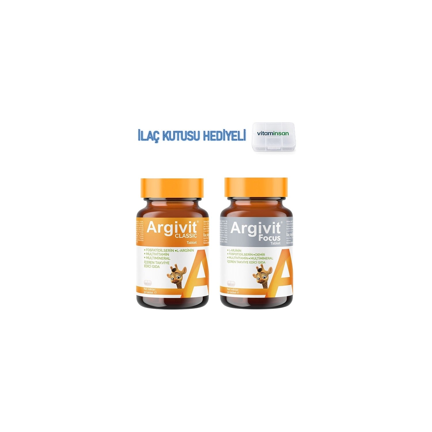 Argivit Focus 30 Tablet + Argivit Classic 30 Tablet (Ilac Kutusu With Gift) - MALLTURK