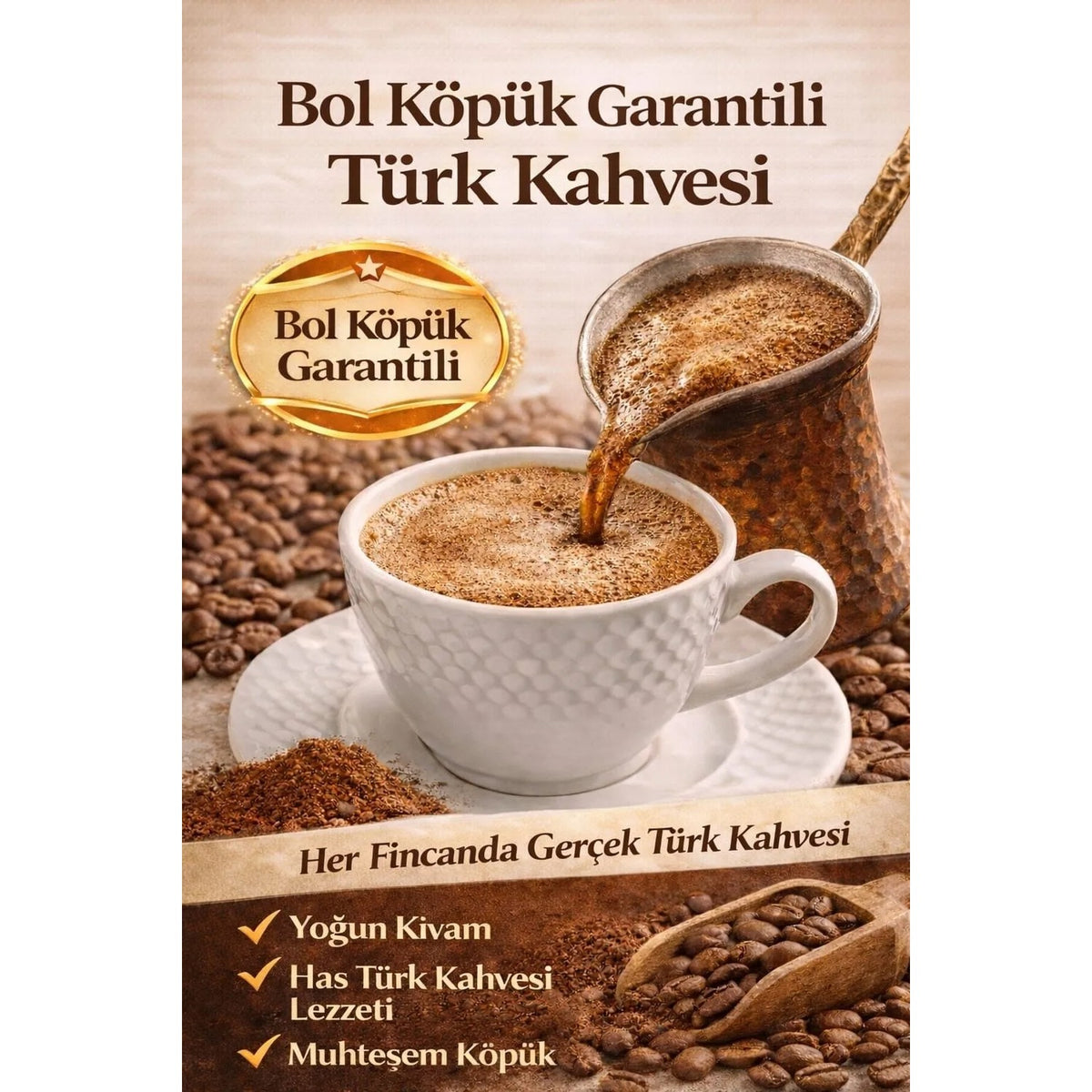 MuyBieno Coffee - MuyBieno Turkish Coffee with Plenty of Foam, 100% Arabica, intensely Flavored Traditional Turkish Coffee, 250g - MALLTURK
