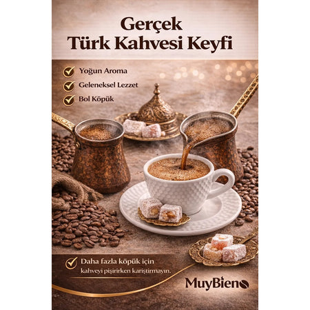 MuyBieno Coffee - MuyBieno Turkish Coffee with Plenty of Foam, 100% Arabica, intensely Flavored Traditional Turkish Coffee, 250g - MALLTURK