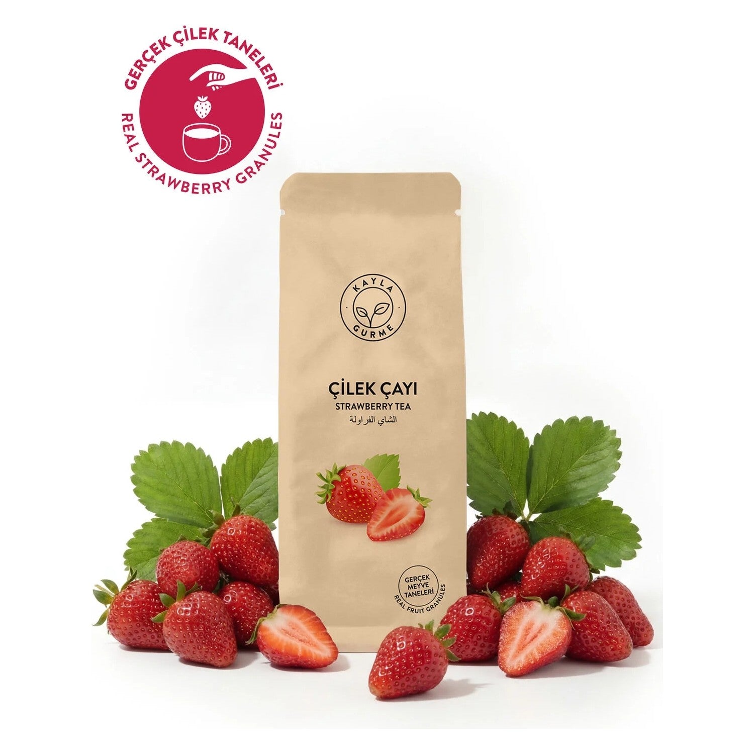 Kayla Gurme strawberry tea - Gercek strawberry fruit Taneli tea - 1 kg - MALLTURK