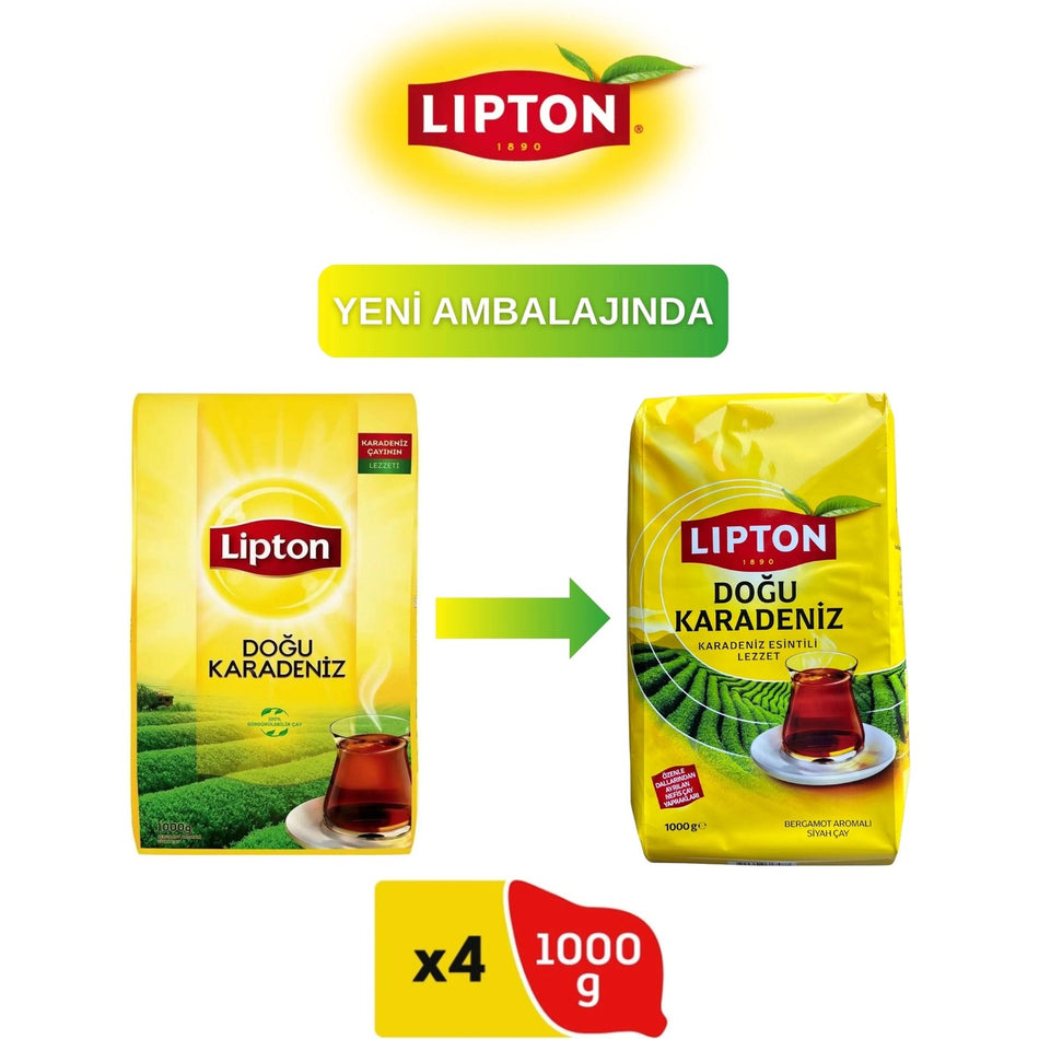 Lipton Dogu Karadeniz 1000 g x 4 bergamot flavored black tea Kalitesi with natural flavor