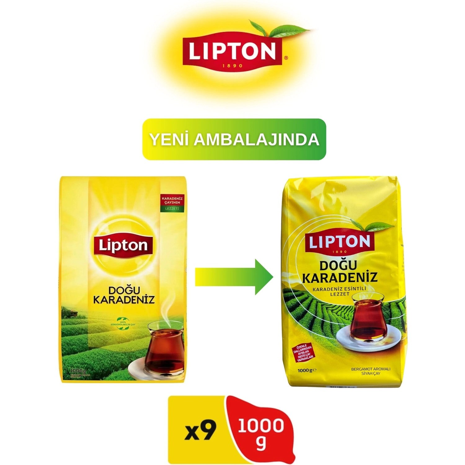 Lipton tea Dogu Karadeniz bergamot flavored tea 1000 g x 9 pieces - MALLTURK