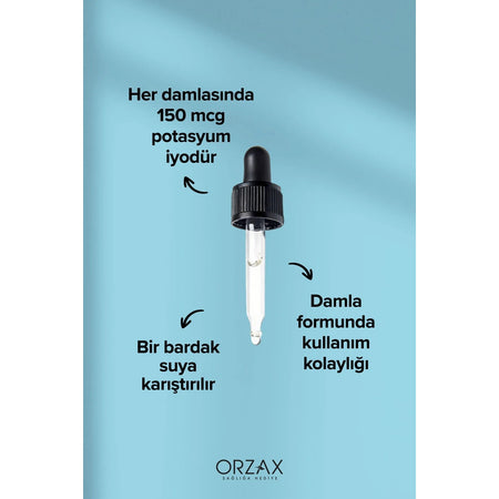 Orzax Ocean Iodine 150 mg Iyot Dietary Supplement 30 ml Turkey Origin Drops Formda - MALLTURK
