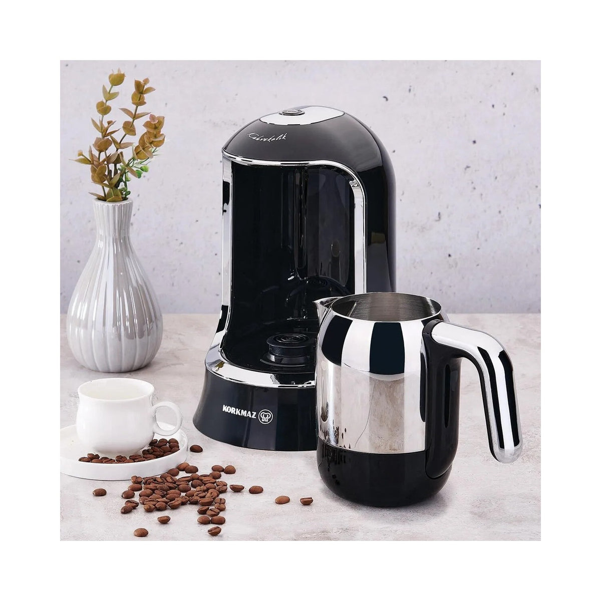 Korkmaz Kahvekolik Automatic Coffee Maker, Black, 4-Cup Capacity - MALLTURK