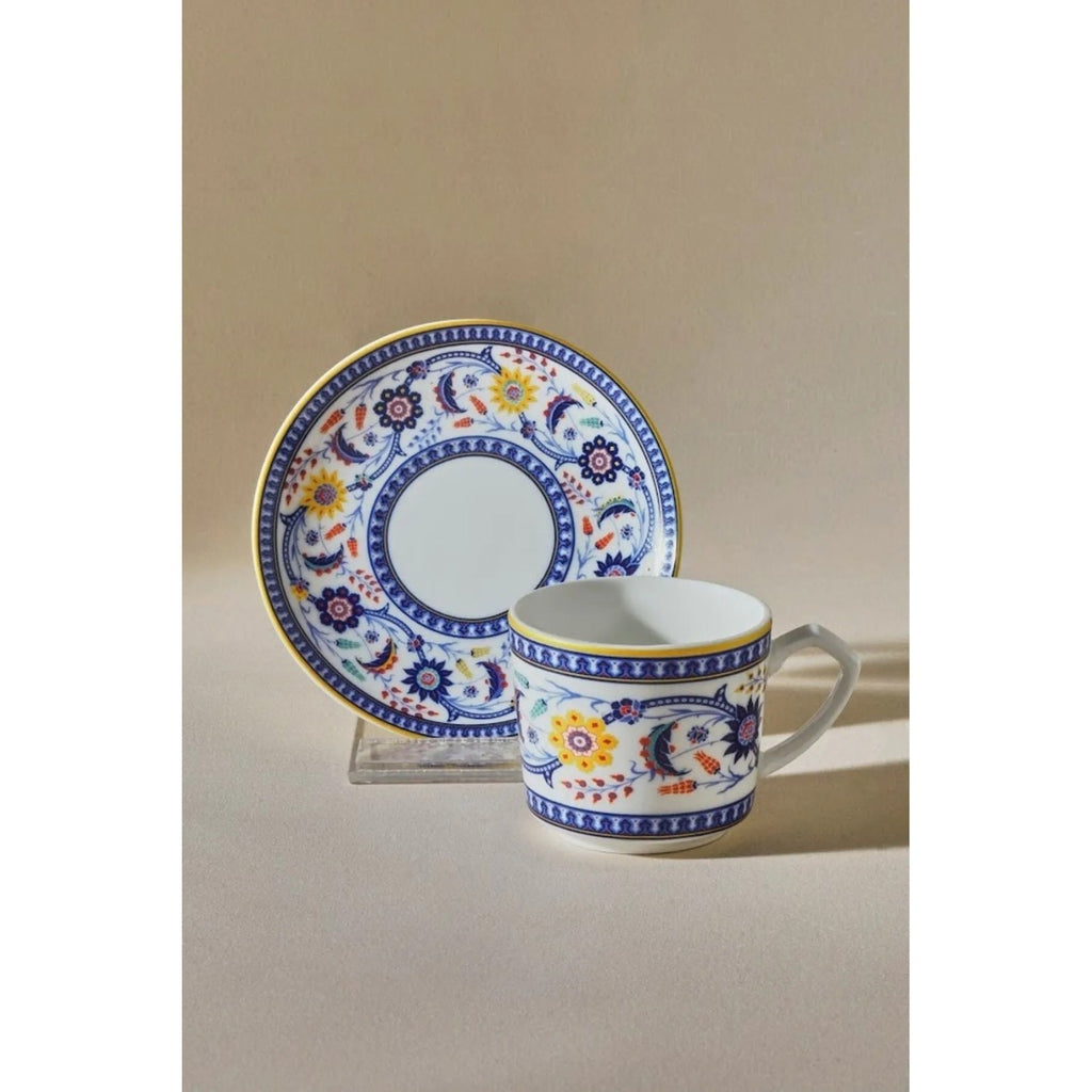 Karaca Ihlamur Colorful New Bone Turkish Coffee Cup Set for 2, 80 ml