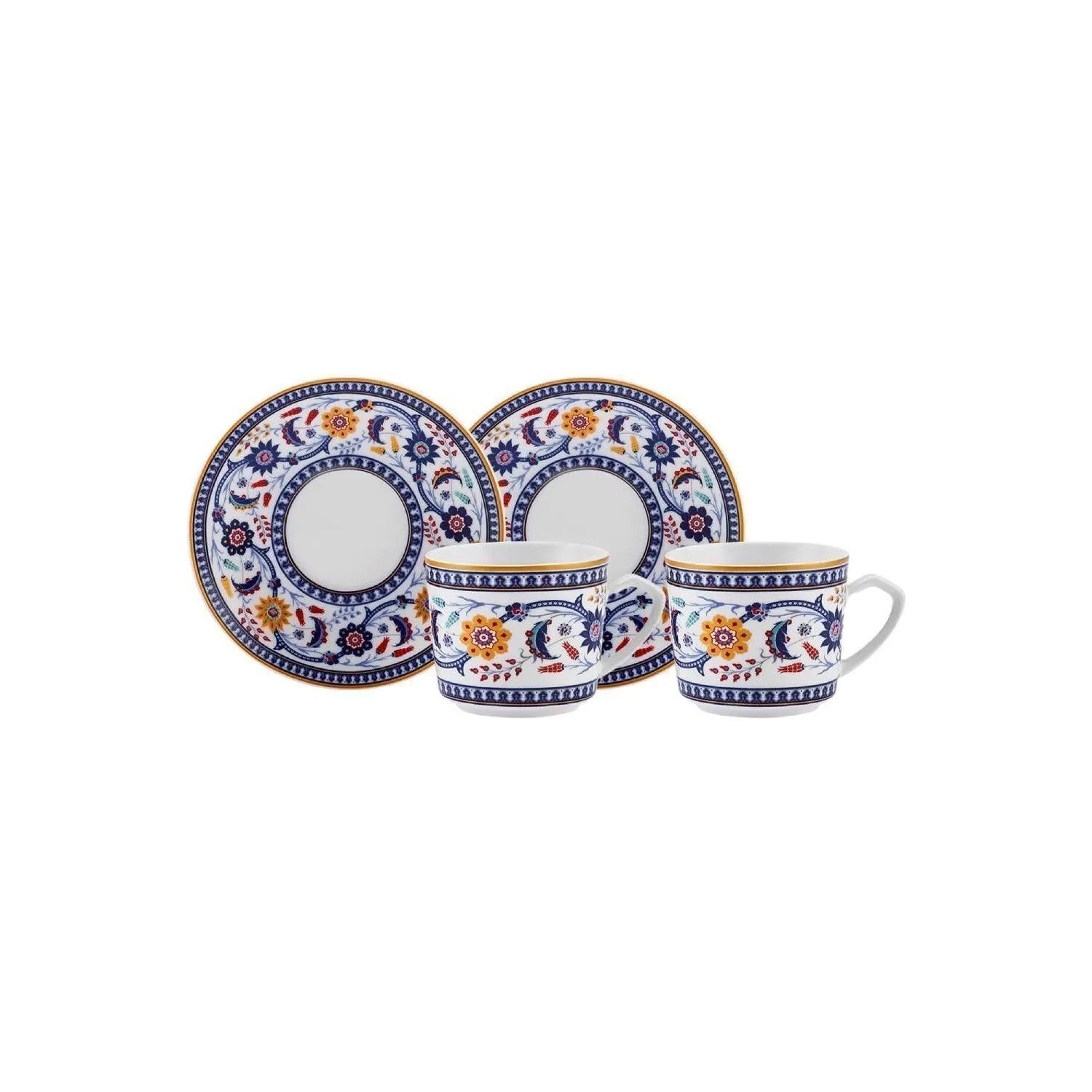 Karaca Ihlamur Colorful New Bone Turkish Coffee Cup Set for 2, 80 ml