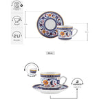 Karaca Ihlamur Colorful New Bone Turkish Coffee Cup Set for 2, 80 ml