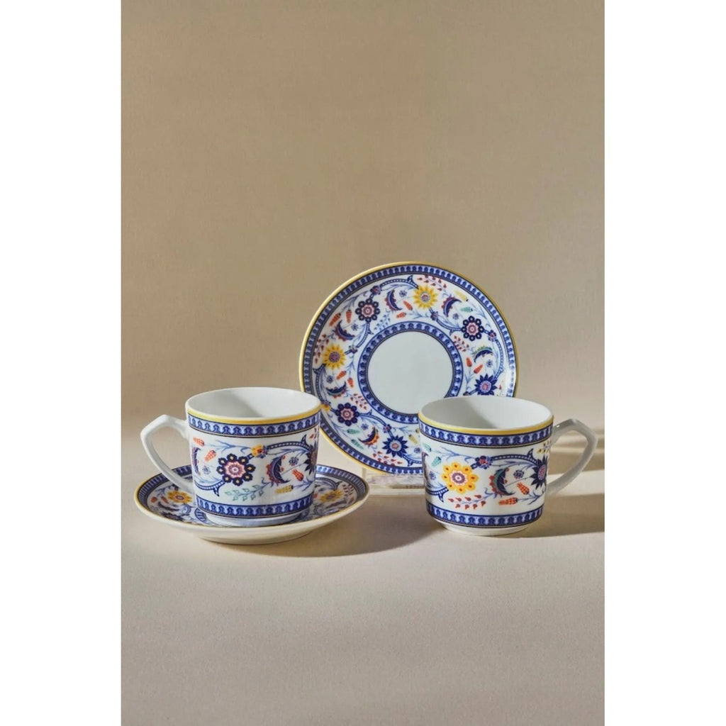 Karaca Ihlamur Colorful New Bone Turkish Coffee Cup Set for 2, 80 ml