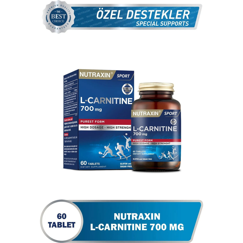 Nutraxin L-Carnitine 60 Tablet Yuksek Dozda Vegan Dostu Icerik Turkey Origin - MALLTURK
