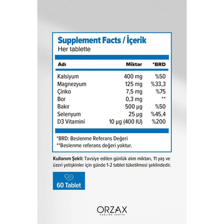 Orzax Ocean OsteoFine Dietary Supplement 60 Tablet - MALLTURK