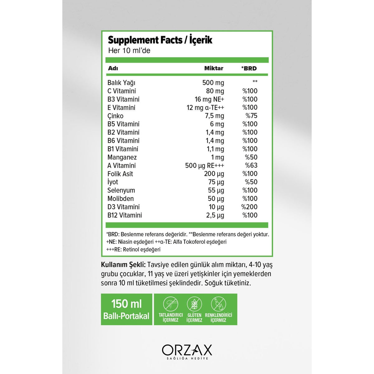 Orzax Ocean Multi Balli Portakalli 150 ml Syrup - MALLTURK