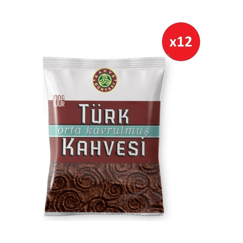 Kahve Dunyasi 12-Pack Medium Roast Turkish Coffee 100 gr - MALLTURK