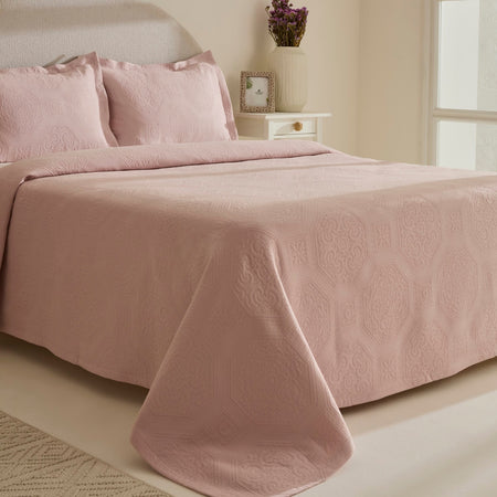Karaca Home Oriana Double Bedspread Set, Powder Pink - MALLTURK